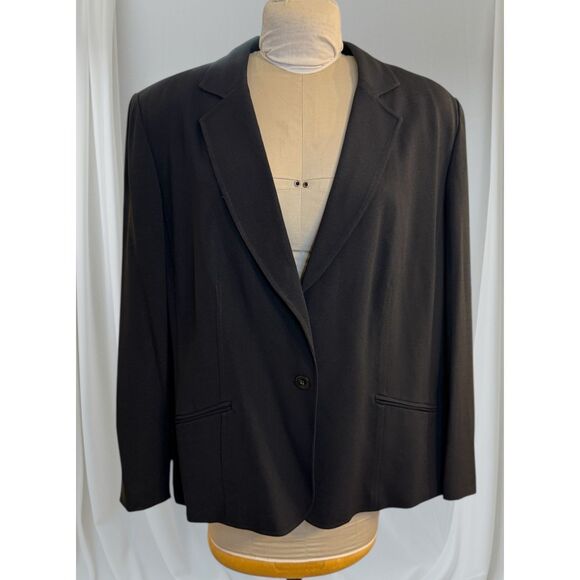 Talbots Blazer 2-Button Black Plus Sz. 18W Italian Fabric Classic Statement - Picture 2 of 9